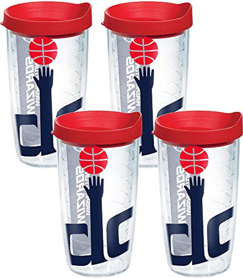 Tervis 1127072 NBA Washington Wizards Colossal Tumbler with Wrap and Red Lid 4 Pack 16oz, Clear Tervis 1127072 NBA Washington Wizards Colossal Tumbler with Wrap and Red Lid 4 Pack 16oz, Clear