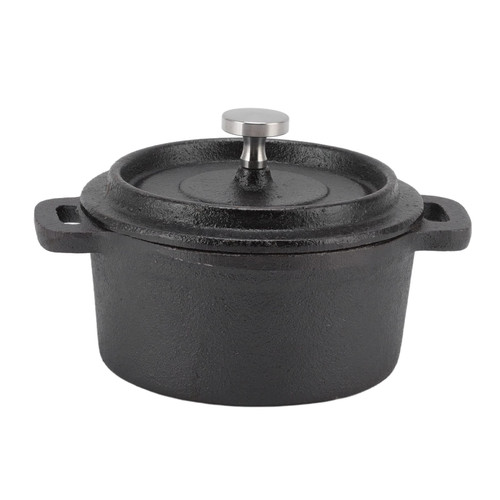 Iron Pot Stew Pot Thickened Ergonomic Handle Insulation Cast Iron Cooking Pot with Lid Dutch Oven Double Traditional Soup Pot(Diameter 10CM)
