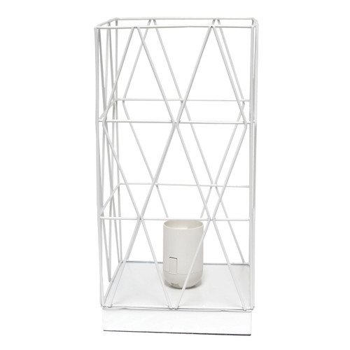 212 Main White Geometric Square Metal Table Lamp