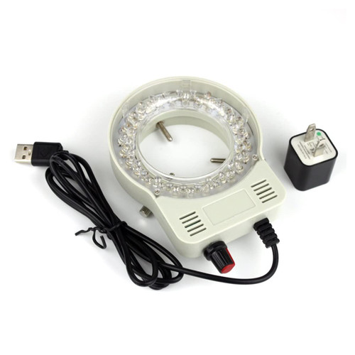 JUIYU Microscope Accessories Kit Adjustable Microscope LED Ring Light Illuminator Lamp for Stereo Electronic Video Microscope Microscope Slides (Color : White with Adapter)