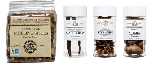 India Tree Winter Holiday Spice Gift Pack - Mulling Spices, Bourbon Vanilla Bean, Star Anise, and Nutmeg - 6.5 Ounces Total India Tree Winter Holiday Spice Gift Pack - Mulling Spices, Bourbon Vanilla Bean, Star Anise, and Nutmeg - 6.5 Ounces Total