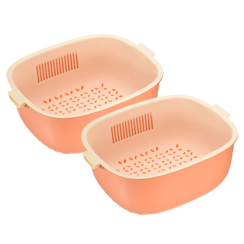 uxcell Colander Bowl Strainers Set 2PCS, Plastic Double Layered Drain Basket Washing Colander, Drainer Basket for Soak, Wash, Drain Vegetables Fruit-Orange uxcell Colander Bowl Strainers Set 2PCS, Plastic Double Layered Drain Basket Washing Colander, Drainer Basket for Soak, Wash, Drain Vegetables Fruit-Orange