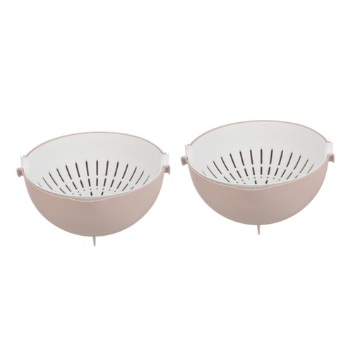 Zerodeko 2pcs Drain Basket Washing Strainer Vegetable Cleaning Bowl Dual- Layer Draining Bowl Pink Kitchen Accessories Drain Filter Strainer Bowl Plate Laundry+hamper Colander Pp Fruit