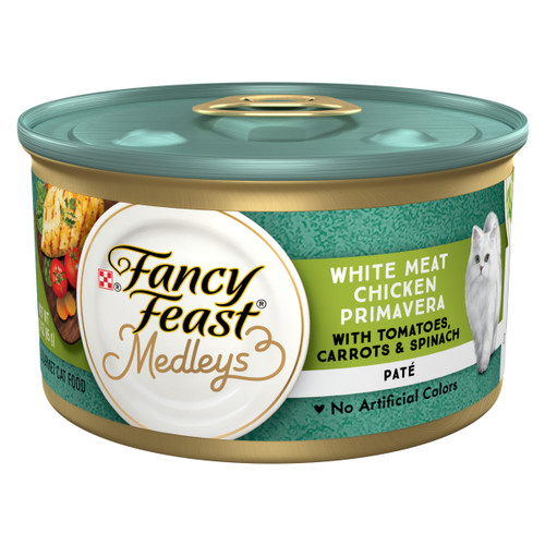 Purina Fancy Feast Pate Wet Cat Food, Medleys White Meat Chicken Primavera With Garden Veggies - (Pack of 24) 3 oz. Cans