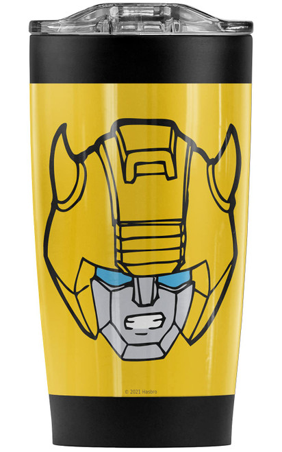 Logovision Transformers Bumblebee Head Stainless Steel Tumbler 20 oz Coffee Travel Mug/Cup, Vacuum Insulated & Double Wall with Leakproof Sliding Lid | Great for Hot Drinks and Cold Beverages