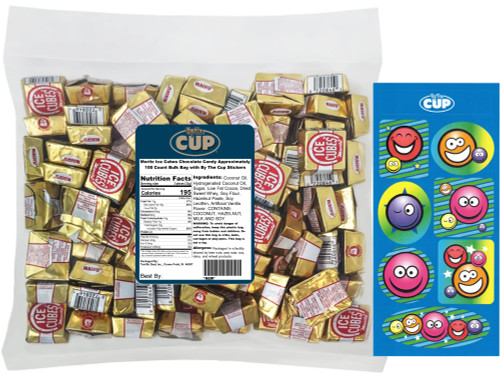 Albert's Moritz Ice Cubes Chocolate Candy Approximately 100 Count (2.5 lbs) Bulk Bag with By The Cup Stickers