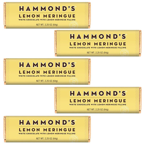 Hammond's Candies Gourmet Chocolate Candy Bars, Lemon Meringue, 2.25 oz, Pack of 5