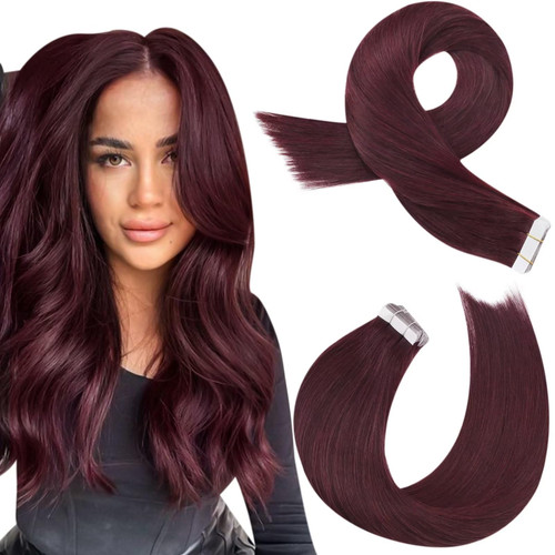 Moresoo Burgundy Tape in Extensions Real Human Hair Seamless Hair Extensions Wine Red Human Hair Extensions Tape in Skin Weft Hair Extensions Silky Straight Human Hair 14 Inch #99J 20pcs 40g Moresoo Burgundy Tape in Extensions Real Human Hair Seamless Hair Extensions Wine Red Human Hair Extensions Tape in Skin Weft Hair Extensions Silky Straight Human Hair 14 Inch #99J 20pcs 40g
