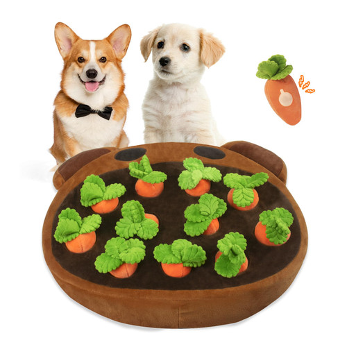 KKLUU Dog Enrichment Puzzle Interactive Dog Toys Farm Snuffle Mat, Hide and Seek Carrot Farm Dog Toys, 11 Squeaky Carrots Carrot Patch Dog Snuffle Toy for Small Medium and Large Dogs Brown KKLUU Dog Enrichment Puzzle Interactive Dog Toys Farm Snuffle Mat, Hide and Seek Carrot Farm Dog Toys, 11 Squeaky Carrots Carrot Patch Dog Snuffle Toy for Small Medium and Large Dogs Brown