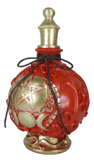 Ebros Gift Occult Wicca Spiritual Divinity Triple Moon Sacred Goddess with Pentacle Red Faux Potion Bottle Decor Figurine Mystical Witches Wicca Occultic Psychic Witchcraft