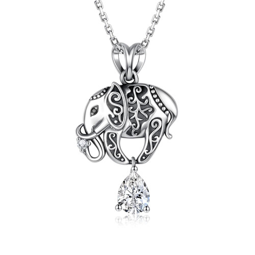 925 Sterling Silver Elephant Necklace Pendant Cubic Zirconia Lucky Elephant Jewelry Gifts for Women Girls 925 Sterling Silver Elephant Necklace Pendant Cubic Zirconia Lucky Elephant Jewelry Gifts for Women Girls