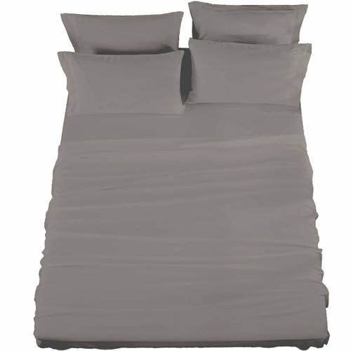 Raymond Waites 4 Piece Sheet Set, Cotton Rich, 400-Thread Count, Dark Gray, Queen Sheet Set