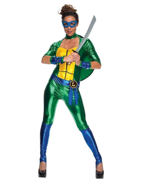 Rubie's Costume Co Women's Secret Wishes Teenage Mutant Ninja Turtles Leonardo Costume Jumpsuit, As Shown, Large