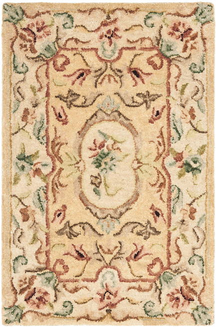 SAFAVIEH Bergama Collection 2' x 3' Light Gold / Beige BRG168A Handmade French Country Premium Wool Accent Rug