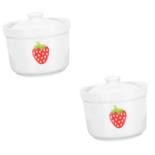 MAGICLULU 2pcs Ceramic Stew Pot Stewing Pot with Lid Glass Casserole Dish with Lid Dessert Bowls with Lids Ceramic Steamed Egg Bowl Ceramic Dessert Cup Liner Ceramics Ceramic Pot