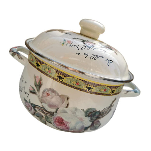 BESTOYARD Enamel Soup Pot Soup Bowl with Lid Glass Cooking Pot Bird s Nest Pot Cookware Oil Storage Pot Enamel Stockpot Milk Sauce Hot Pot Pan with Lid Nonstick Grease Thicken Soup Saucepan