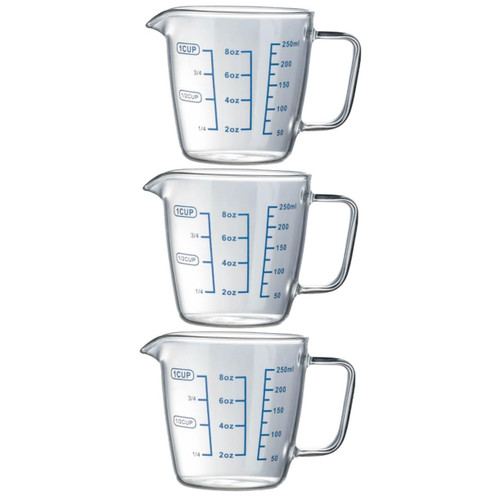 Zerodeko 3pcs Measuring Scale Cup Glass Drinking Glasses Cups Glass Clear Measuring Cup Liquid Measuring Cups High Borosilicate Glass Measuring Cup Micro-wave Oven Water Cup Child