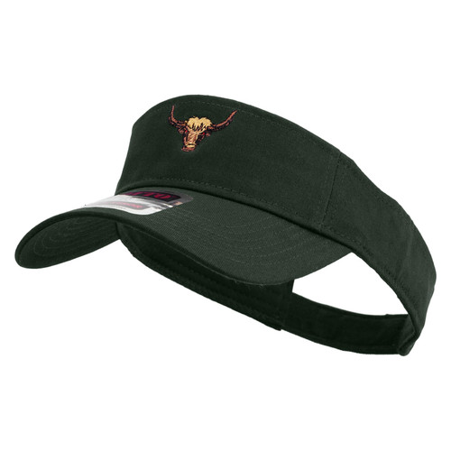 Yak Head Embroidered Cotton Twill Sun Visor - Dk Green OSFM
