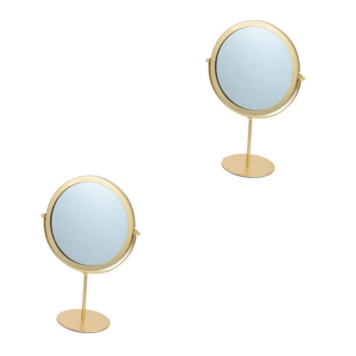Ipetboom 2pcs Rotating Vanity Mirror Vertical Dresser Makeup Vanity Mirror Vintage Vanity Dressing Table Mirror Bedroom Vanity Mirror Desk Mirrors Iron Toiletries to Rotate