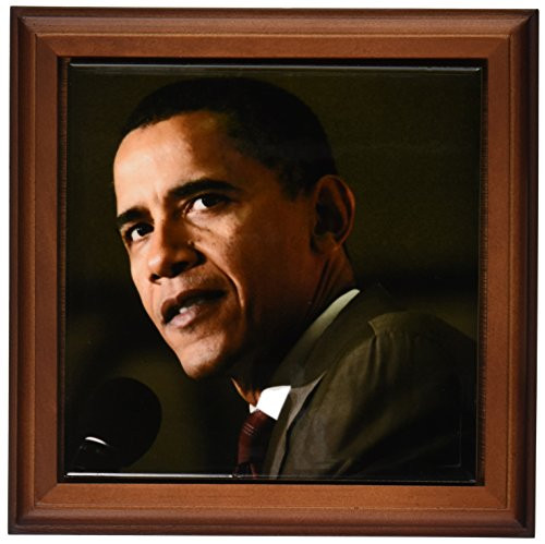3dRose ft_3865_1 Barack Obama-Framed Tile Artwork, 8 by 8-Inch