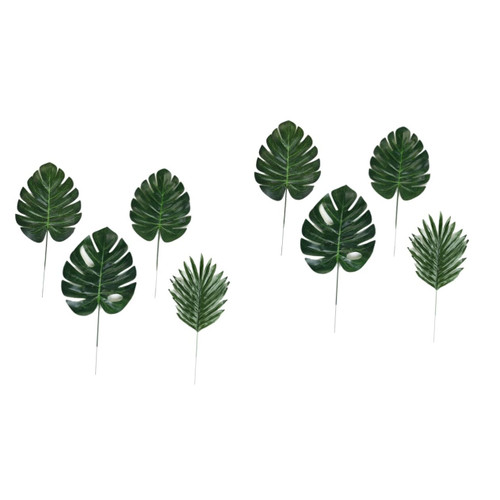 PRETYZOOM 96 Pcs Artificial Leaves Beach Party Leaves Artificial Fake Faux Palm Leaves Artificial Foliage Tropical Plant Leaves Silk Palm Artificial Palm Leaves Monstera Leaf Boneless Hawaii