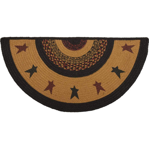 VHC Brands Heritage Farms Primitive Star Jute Yellow Accent Rug Half Circle w/ Pad 16.5"x33" VHC Brands Heritage Farms Primitive Star Jute Yellow Accent Rug Half Circle w/ Pad 16.5"x33"