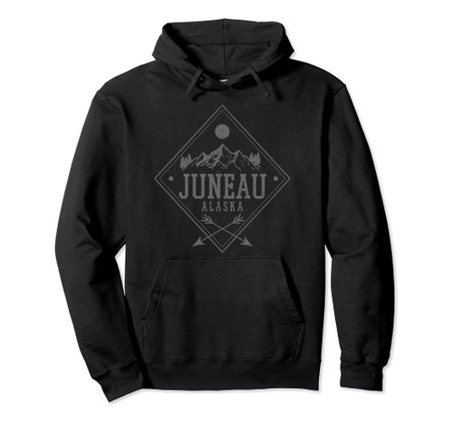 Juneau Alaska - Vintage Mountains Nature Souvenir Gift Pullover Hoodie