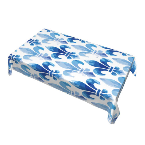 Rectangle Tablecloth Fleur-De-Lis-Blue-Sea 60 X 90 Inch Washable Polyester Table Cloth Table Cover for Dining Table Camping