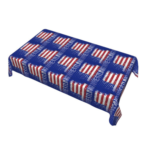 Rectangle Tablecloth Wrestling-American-Flag-Hipster 60 X 90 Inch Washable Polyester Table Cloth Table Cover for Dining Table Camping