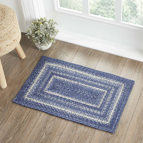 VHC Brands Great Falls Blue Rug with PVC Pad, Jute Blend, Rectangle, Blue White, 20x30 inches VHC Brands Great Falls Blue Rug with PVC Pad, Jute Blend, Rectangle, Blue White, 20x30 inches