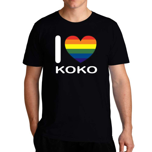 Eddany I Love Koko Rainbow Heart T-Shirt L