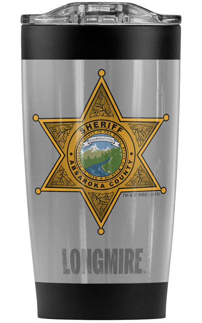 Longmire Badge Stainless Steel Tumbler 20 oz Coffee Travel Mug/Cup, Vacuum Insulated & Double Wall with Leakproof Sliding Lid | Great for Hot Drinks and Cold Beverages