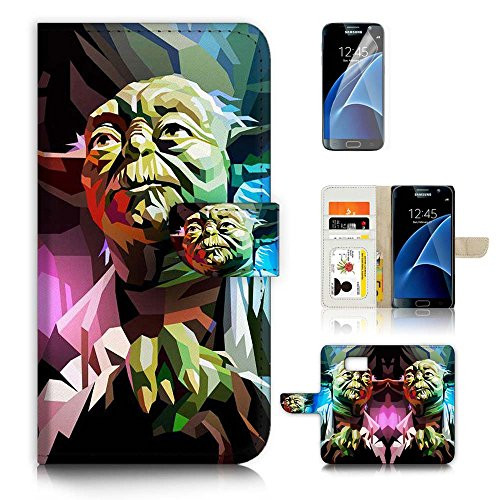 ( For Samsung S7 , Galaxy S7 ) Flip Wallet Case Cover & Screen Protector Bundle - A20579 Starwars Yoda