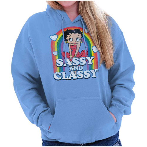Brisco Brands Betty Boop Sassy and Classy Rainbow Hoodie Sweatshirt Women