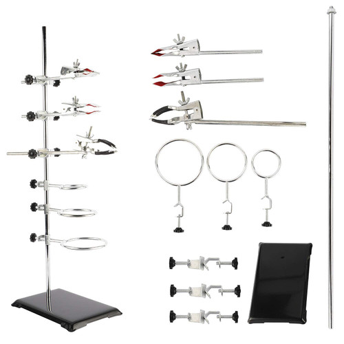 YaeCCC Laboratory Stand Support Metalware Set - Premium Iron Material Support Stand, Lab Clamp Flask Clamp Condenser Stand 60cm