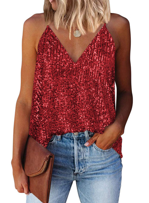 miduo Women's Tank Tops Summer Casual Sequin V Neck Tanks Tops Fashion 2023 Cami Shirts Sleeveless Sequin Tanks Tops Blouses Christmas Red M miduo Women's Tank Tops Summer Casual Sequin V Neck Tanks Tops Fashion 2023 Cami Shirts Sleeveless Sequin Tanks Tops Blouses Christmas Red M