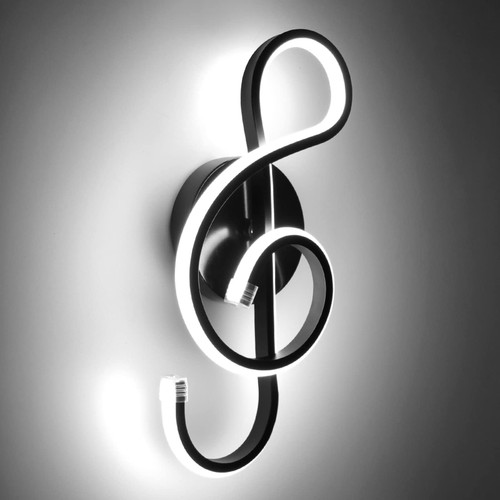 XEYOU 22W Modern Wall Sconce Lighting Indoor LED Creative Wall Light Fixture Music Symbol Art Decoration Wall Lamp for Living Room Bedroom Stair Corridor, Black 6000K