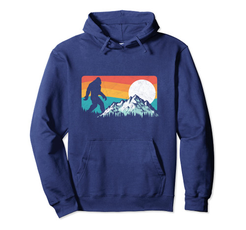 Retro Bigfoot Silhouette Rocky Mountains Eighties Outdoor Pullover Hoodie