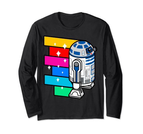 Star Wars R2-D2 Rainbow Roll Cartoon Graphic Long Sleeve Tee Long Sleeve T-Shirt