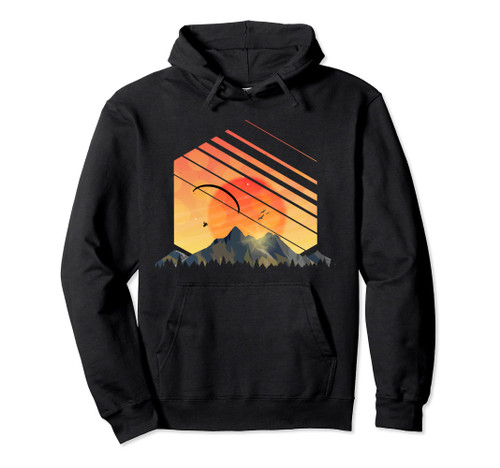 Paragliding over the mountains at sunset - paragliding Pullover Hoodie