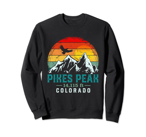 Distressed Pikes Peak Mountain Colorado Retro Hiking Travel Sweatshirt