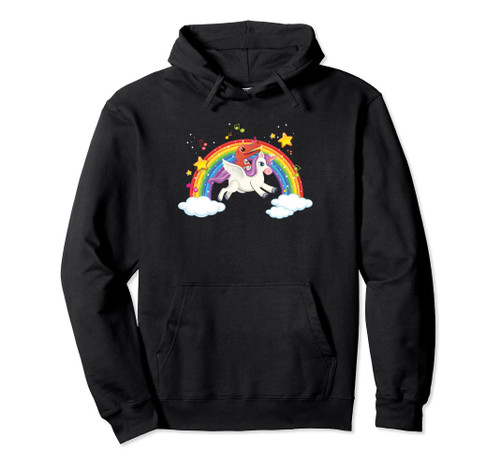 Dinosaur Riding Unicorn Funny Unicorns Rainbow Lover Graphic Pullover Hoodie