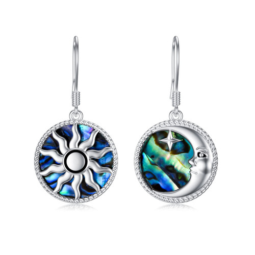 Sun and Moon Earrings Sterling Silver Drop Dangle Earrings for Women Girls Lover Birthday Graduation Anniversary Jewelry Gifts