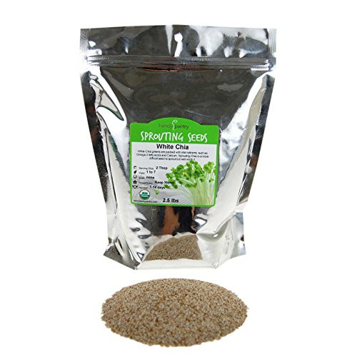 Handy Pantry Organic White Chia Seeds- 2.5 Lbs- Sprouting Seeds For Growing Sprouts, Chia Pet Refills, Food Storage, Sprout Salad