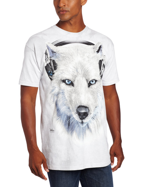 The Mountain White Wolf Dj Adult T-Shirt, Grey, 5XL The Mountain White Wolf Dj Adult T-Shirt, Grey, 5XL