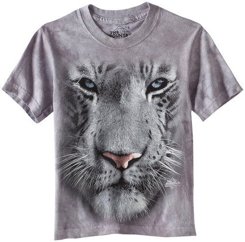 The Mountain White Tiger Face Adult T-Shirt, Grey, 4XL The Mountain White Tiger Face Adult T-Shirt, Grey, 4XL
