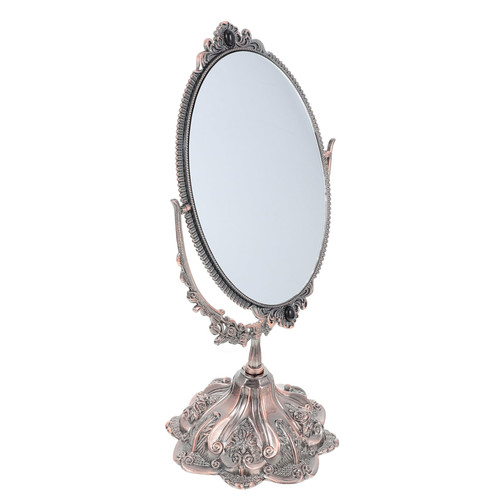 Ipetboom Double Sided Makeup Mirror Oval Vanity Mirror Decorative Makeup Mirror Dining Room Table Decor Mirror for Desk Mirror for Makeup Desk Mirrors Household Dressing Table Zinc Alloy