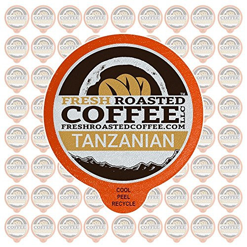 Fresh Roasted Coffee LLC, Tanzanian Peaberry Coffee Pods, Light Roast, Single Origin, Capsules Compatible with 1.0 & 2.0 Single-Serve Brewers, 72 Count