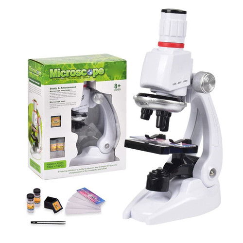 Microscope Accessories kit Slide Preparation camer 100-1200X Children Microscope Kit Laboratory Biological Microscope Microscope Accessories (Color : White)