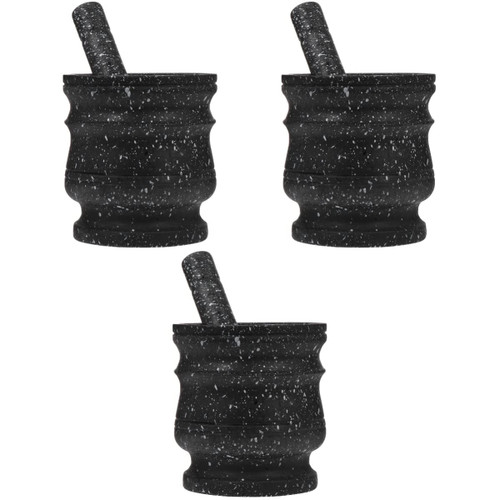 STOBAZA 3 Sets Garlic Masher Manual Grinding Bowl Plastic Ginger Mortar Pestle Bowl Kitchen Mortar Pestle Mashing Bowl Garlic Crusher Bowl Garlic Mortar Bowl Baby Vanilla Household